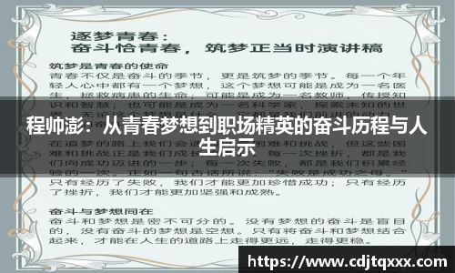 程帅澎：从青春梦想到职场精英的奋斗历程与人生启示